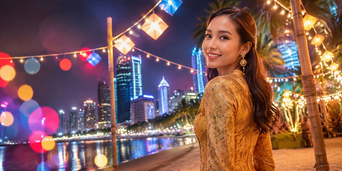 Suasana hiburan kasino bernuansa Hari Raya di Petaling Jaya dengan dekorasi meriah